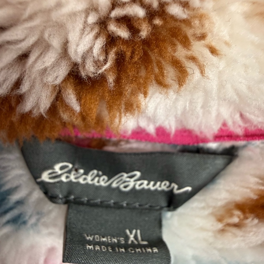 Eddie Bauer Aztec print quarter Zip Pullover fuzzy Fleece XLarge - Picture 14 of 15